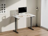 JIN OFFICE Electric Height Adjustable Desk | Motorized Sit Stand Desk with 80 Kg Wt. Cap and Memory Presets| with Headphone Hook and Under Desk Cable Tray (White Top 1200 by 750 mm)