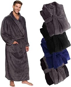 Ross Michaels Mens Long Robe - Full Length Big & Tall Bathrobe (Grey, S/M)