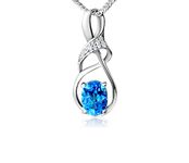 Blue Topaz Solid Silver Pendant Swirl Ladies Gifts 8x6mm Natural Gems Crystal Necklace Pendant Blue Jewellery for Women Sterling Silver Necklace for Women Presents| Birthstone Necklace Gift for her