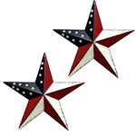 T&Garice Dimensional Metal Antique Barn Star Rustic Country Primitive Wall Decor,3D Barn Star Indoor Outdoor 4th July Wall Decoration,8 inch (Americana- Set of 2)