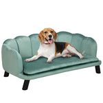 PawHut Dog Sofa for Medium, Large Dogs, Shell Shaped Pet Couch Bed with Legs, Cushion, Washable Cover - Green