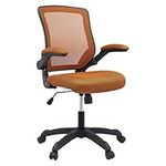 Modway Veer Office Chair with Mesh Back and Tan Vinyl Seat With Flip-Up Arms - Ergonomic Desk And Computer Chair