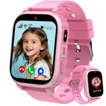 Ruopoem 4G Kids Smart Watch Boys Girls, Smart Watch for Kids GPS Tracker Watch Phone Call, Video Call, SOS, Voice Chat, Games, School Mode, Alarm, IP68 Waterproof KidsWatch Birthday Gifts (Pink)