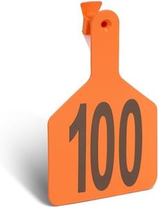 Cattle Ear Tags with 001-100 Numbers Large 1-Piece Z Livestock Ear Tags for Cow Goat Sheep Pig Calves Dog,Animal ID Identification Tag 4.4"x 3",Orange