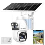 GENBOLT 3G/4G LTE Cellular Solar Security Camera Outdoor Wireless, 8W 12000mAh Battery Operated Surveillance Camera No WiFi, Dual Lens Spotlight IP Camera CCTV with SIM Card