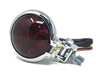 Alchemy Parts Motorbike LED Stop Tail light - Homologated - Red Lens for Cafe Racer Scrambler Custom Project (Chrome with Red Lens)