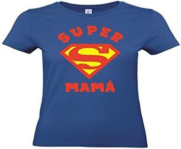 camisetas divertidas Super Mama - para Mujer Camisetas Talla XL Color Azul LA