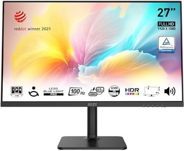 MSI Modern MD272XP 27" Eye Care USB-C 65W PD Height Adjustable Business Monitor, FHD 1920x1080, IPS, Frameless, 100Hz, 1ms, HDMI, DP Port, Speakers, VESA, Black, 3 Year Warranty