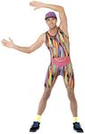 Smiffy's Men's Aerobics Instructor Costume, Bodysuit, Hat and Bum Bag, Back to The 90's, Serious Fun, Size M, 23696