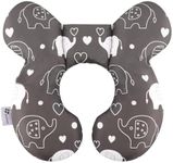vocheer Baby Travel Pillow(Upgraded), Head and Neck Support Pillow for Pushchair, Car Seat,Stroller, Bouncer, Cotton (Elephant)