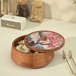 Brick Brown ® Handcrafted Enamel Coated Wooden Bliss Roti Box | Chapati Box for Kitchen | Hot Pot Casserole for Roti Server Tableware Serving | Case Roti Dabba with Lid (8.8 × 8.8 × 4.5 Inch)