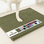 Muddy Mat® | Super Absorbent Door Mat Indoor, Microfiber Quick Dry Chenille Entryway Rug, Non-Slip Front Door Mat, Indoor Mats for Entryway, Machine Washable Pet Rug, Army Green 18"x28"