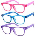 Blue Light Glasses for Kids Anti Eyestrain UV protection, Computer Gaming TV Phone Kids Blue light Glasses For Boys Girls 3 Pack Age 3-12