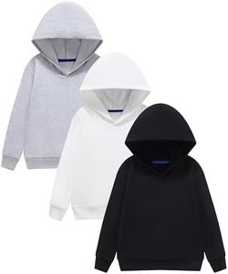 GFQLONG 3 Pack Toddler Lightweight Hoodie Sweatshirt, Kids Boys Girls Sports Long Sleeve Pullover Tops, Grey+ White+ Black 6T-7T