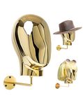 CHADWICK Wall-Mount Hat Display Stand - Wig Head Stands, Detachable Mannequin Head Stand, Durable Plastic Material, for Salons & Beauty Stores, Luxury Look at Home, Head Circumference 52cm/20inch (Gold Stand)