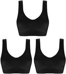 SZJH 3 Pack Of Simply Ultra Comfort Seamless Sport Style Bra With Removable Pads , M, Black