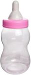 Evershine Plastic Baby Bottle Bank, 13" Pink Fillable Baby Shower Bank, Plastic Jumbo Baby Favor Bottle Centerpiece