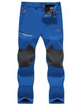 MAGCOMSEN Hiking Pants Men Warm Pants Waterproof Snow Pants Men Windproof Fleece-Lined Pants Climbing PantsBright Blue,34