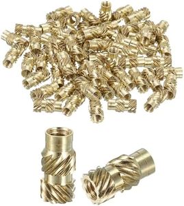 uxcell Knurled Insert Nuts, 100pcs M2.5 x 8mm L x 4mm OD 3D Printing Brass Nuts Female Threaded Inserts Brass Heat Set Insert Embedment Nuts