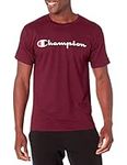 Champion Mens T-Shirt, Classic Cotton Tee, Crewneck Tee, Men's Mid-Weight T-Shirt, Script Logo, Maroon-y07718, Large