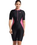 Speedo Women's Endurance Essential Panel Kneesuit Swimwear - Black & Hotmauve