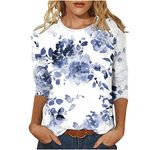 oelaio 3/4 Sleeve Tops for Women Summer Floral Paisley Print Tees Shirts Trendy Ladies Blouses Dressy Casual Clothing 2023,White,XX-Large