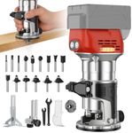 Cordless Router Tool Compatible with Milwaukee 18V Battery(Tool Only), 28000RPM 6-Speed Brushless Palm Router, Aluminum Base, Depth Adjustment, 15 Router Bits, Electric Brake, for Woodworking