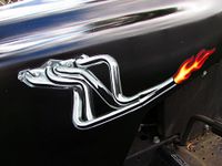 Racing Headers Decals - 2pc Set - Funny for hot Rod Lawn mowers Golf carts UTV Tool Box (Red & Orange)