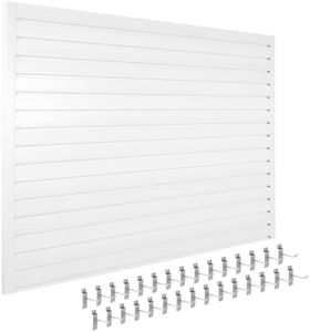 Neoaider Slatwall Panel 4 FT x 4 FT, Interlocking Slat Wall Paneling Garage Wall Organizer, PVC Slat Wall Panels with 30 Hooks, Suitable for Garage Wall Storage, Slatwall Board, Shelves - 16 SQFT