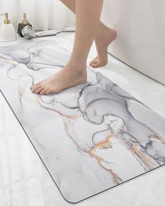 DEXI Bath Mat Rugs Bathroom Floor Mats Super Absorbent Ultra Thin Low Profile Non Slip Quick Dry Washable Carpet for Sink Shower Toilet, 17"x43" Light Grey