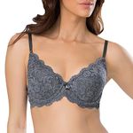 Smart & Sexy Women's Signature Lace Push-up Bra, Anthracite, 40DD