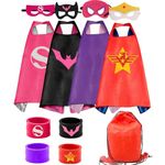 RioRand Kids Dress Up Superhero Capes Set and Slap Bracelets Costumes Birthday Party Christmas Gifts (4PCS FOR BOYS & GIRLS)