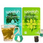 Rare Green Tea Mint & Green Tea with Tulsi, Combo Pack of 2 (30 dips|60 cups) - 100% Bagless & PLASTIC FREE, Natural Whole Leaf, High EGCG anti-oxidants helps WEIGHT MANAGEMENT, Good for Heart & Skin