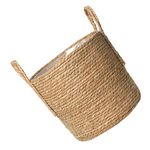 HEMOTON Straw Flower Pot Woven Plant Basket Seagrass Basket Planters Straw Woven Flower Pot Storage Basket Organizer Laundry Hamper Rustic Home Decor 20CM Wicker Flower Pot Plant Baskets Indoor