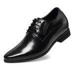 CHAMARIPA Height Increasing Shoes Mens Black Leather Oxford Smart Dress Elevator Shoes for Business, 3.15 inches Taller - H62D11K011D 7 UK