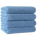 POLYTE Quick Dry Lint Free Microfibre Bath Towel, 76 x 145 cm, Pack of 4 (Blue)