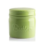 SWEEJAR Porcelain Butter Keeper Crock, Ceramic Butter Container for Soft Butter, French Butter Dish with Water Line(Green)