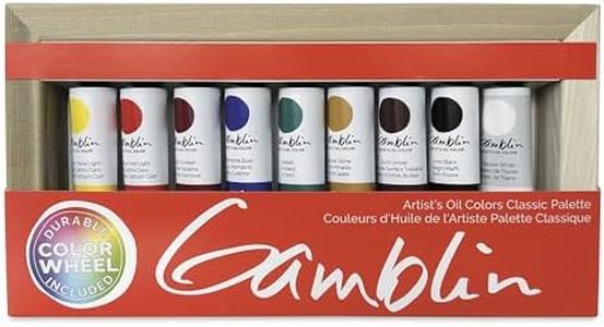 Gamblin Artist's Oil Colors Classic Palette Set, 10 Professional Paint Tubes with Color Wheel, Artist Grade Oil Paints