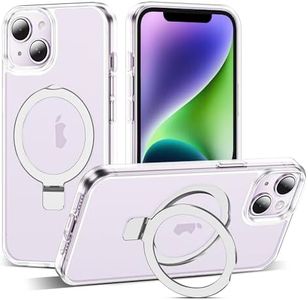 SKYLMW Compatible with iPhone 14 Plus Case with Invisible Magnetic O-Ring Stand Military-Grade Transparent Phone Case for iPhone 14 Plus 6.7" [Compatible with Mag-Safe][Great Grip Feeling],Clear