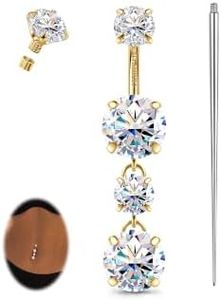 GEMQUEEN Moissanite & G23 Titanium Belly Button Ring Hypoallergenic 10mm
