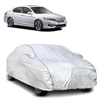 FAVY 100% Waterproof Car Cover for Honda Accord Full Car Body Cover with Mirror Pocket, All-Weather Protection with Elasticated Bottom Matellic Silver with Blue Piping (2005-2024)