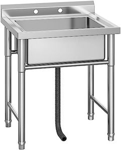 YITAHOME Kitchen Sink, Commercial Restaurant Sink Portable Floorstanding Catering Sink Stainless Steel Outdoor Single Bowl Station Utility Sink for Hotel Home Bar Laundry Room Basement Garage