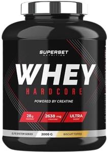 Superset Nutrition - Whey Hardcore (2kg) - Combo explosif de Whey, Créatine et Taurine + Zinc et Vitamine D3 - Plus d'intensité dans les entraînements, Digestion optimisée - Toffee Biscuit
