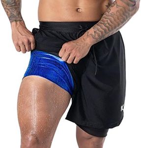 Kewlioo Men's Sauna Shorts - Heat Trapping 2-in-1 Double Layer - Sauna Suit Bottom - Compression Training Gym Athletic Shorts, Black, Medium