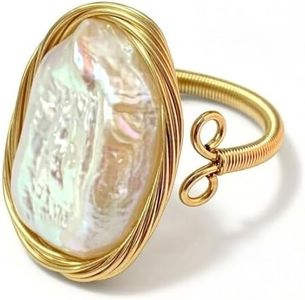 Handcrafted Baroque Pearl Ring Winding Design Opening Adjustable 14k Gold Plated Material,White