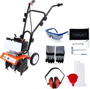 DEALOURUS 52cc Petrol Garden Tiller – 3HP 2-Stroke Soil Cultivator