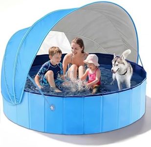 Jasonwell Kiddie Baby Pool with Canopy - Foldable Infant Toddler Kids Pool with Shade Baby Beach Essentials Tent Swimming Wading Pools for Toddlers 1-3 + Kids Dogs Ball Pit Backyard Water Play B, 79"