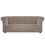 Easy-Going Stretch Velvet Chesterfield Style Couch Slipcover for Living Room, Soft Non-Slip Sofa Cover Furniture Protector for Dogs (Sofa, Taupe)