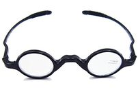 Agstum Ultra-light TR90 Small Round Retro Reading Glasses Flexible Readers 32-30-135 (Black, 2, x)