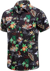 Moosth Christmas Hawaiian Shirt Men's Casual Button-Down Shirts Valentines Day Birthday Gifts for Men Short Sleeve Shirt (Medium, Palm Santa)